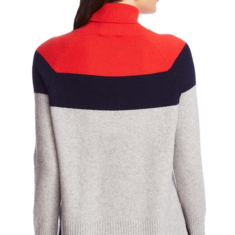 Court & Rowe Colorblock Turtleneck Sweater Rouge - Picture 2 of 7